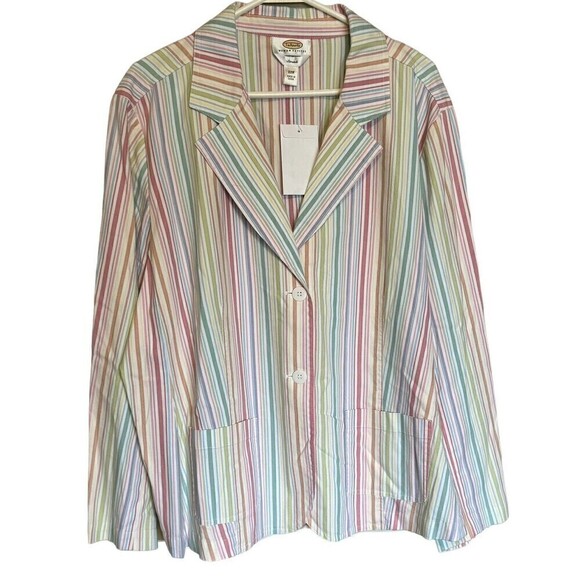 Talbots Blazer 22W Petites Jacket Multicolored Striped Button Down Career NEW - Picture 1 of 8